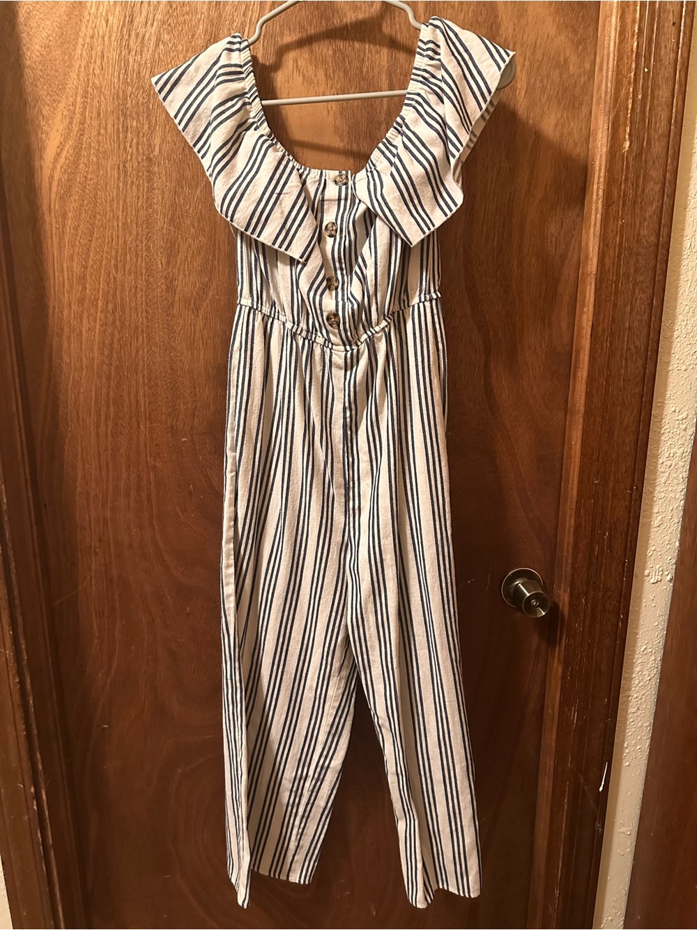 Xtraordinary Cream and Navy Striped Jumpsuit